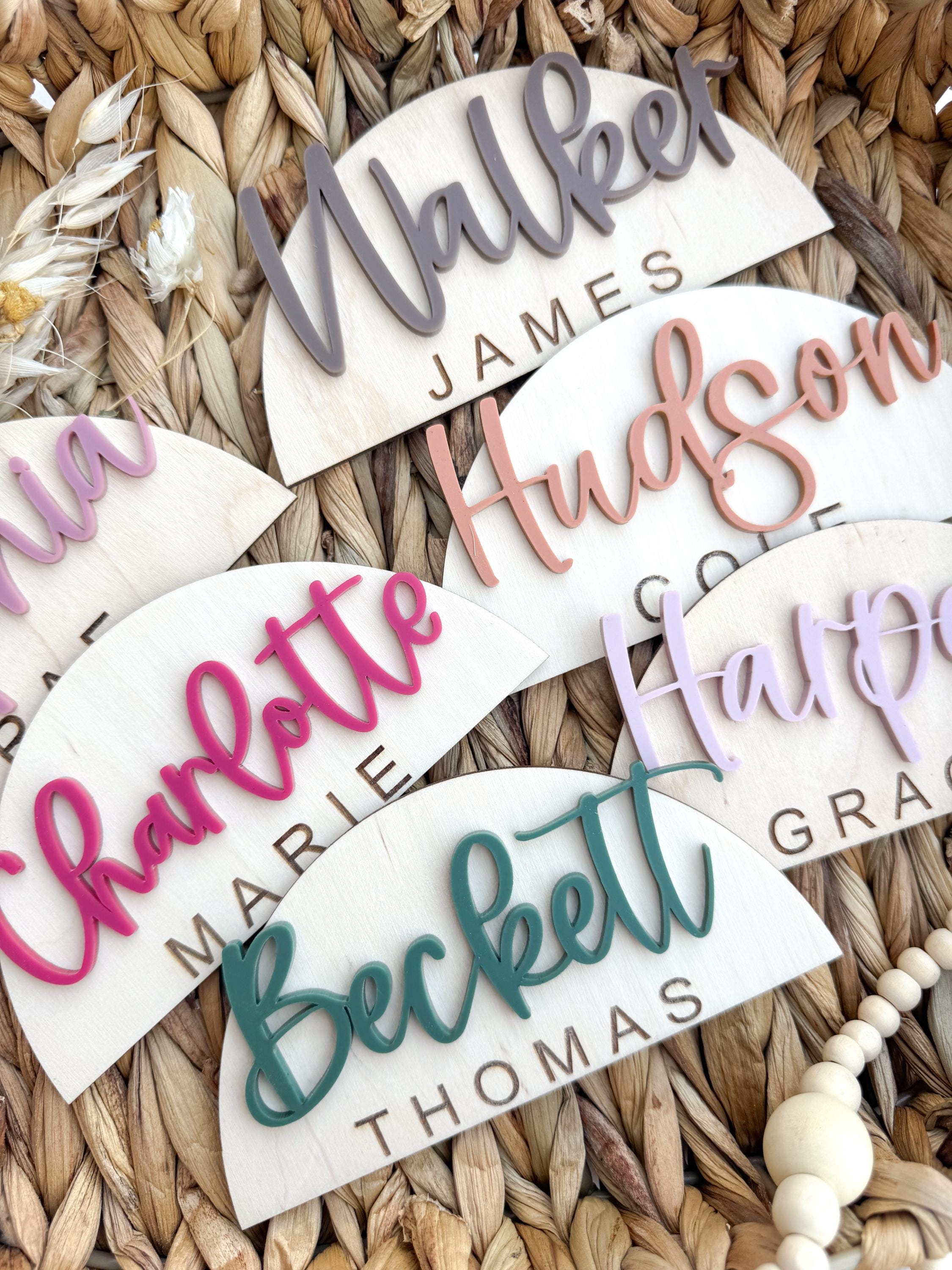 Personalized Wooden Baby Name Sign Arch Nursery Name Plaque Custom Wall Decor thumbnail 4