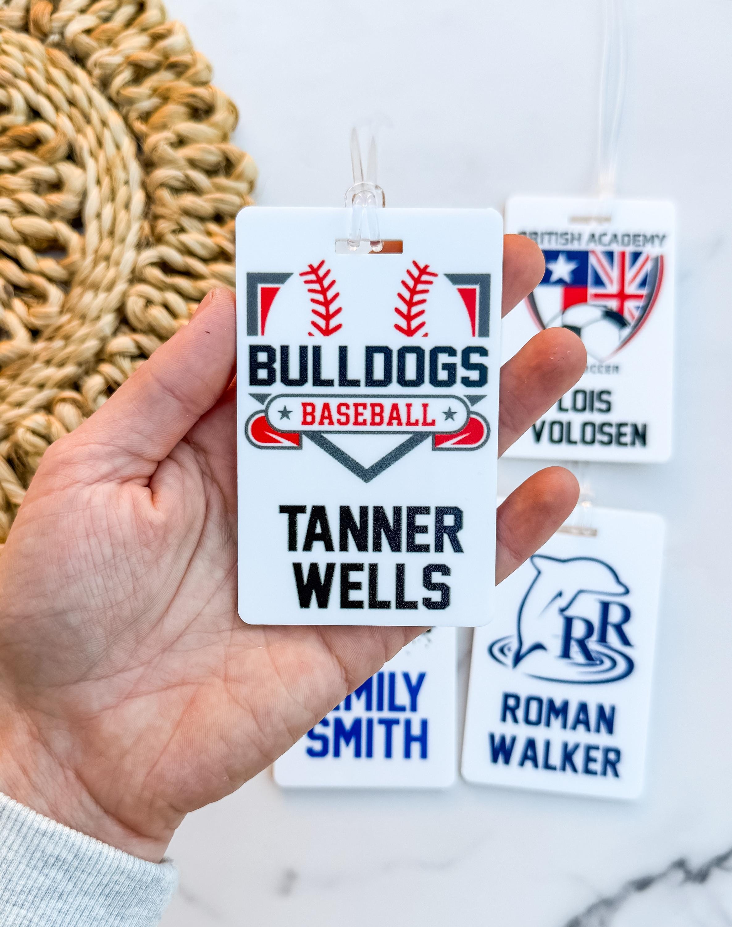 Personalized Acrylic Sports Bag Tag with Custom Team Logo and Name thumbnail 2