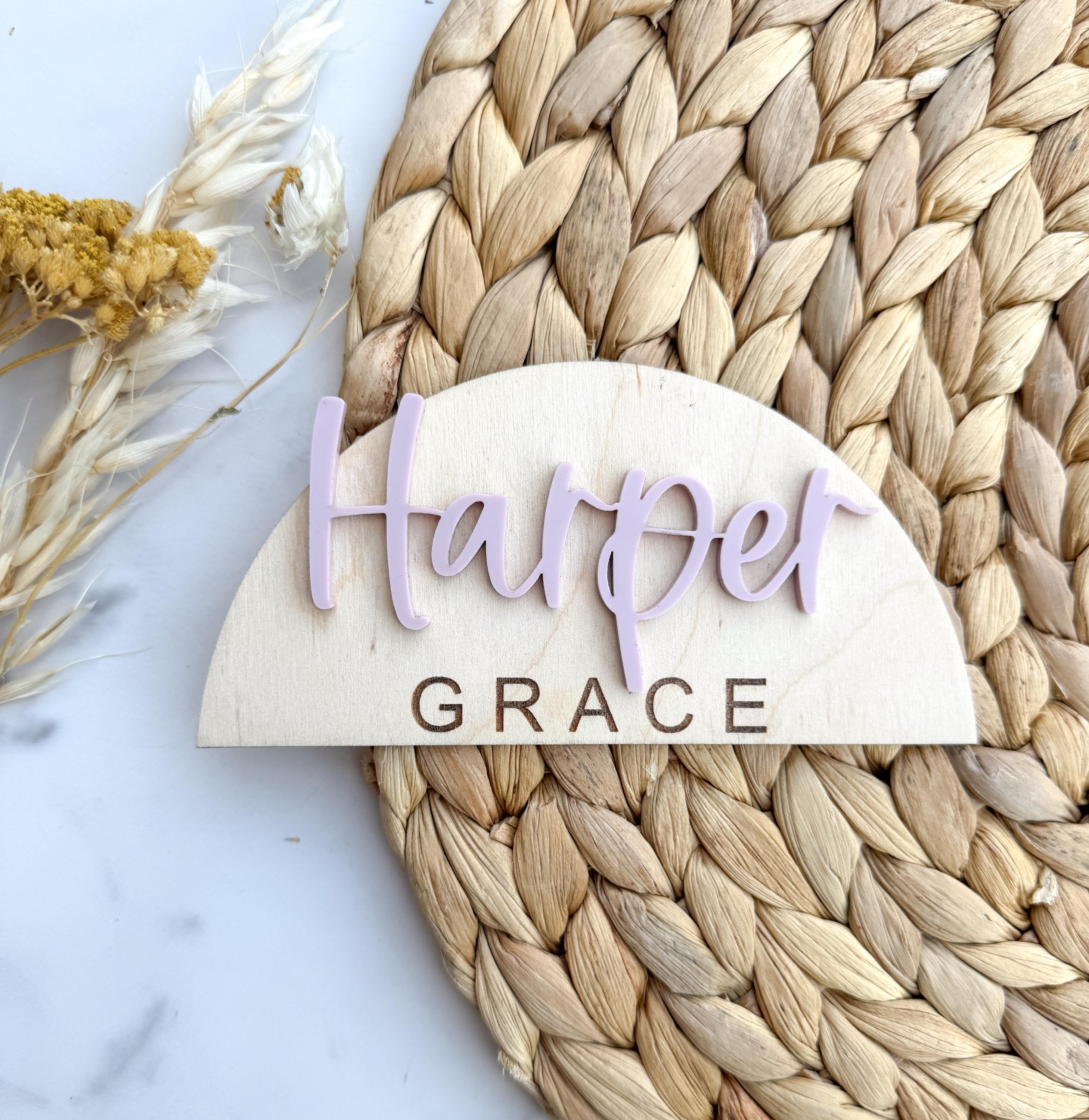 Personalized Wooden Baby Name Sign Arch Nursery Name Plaque Custom Wall Decor thumbnail 2