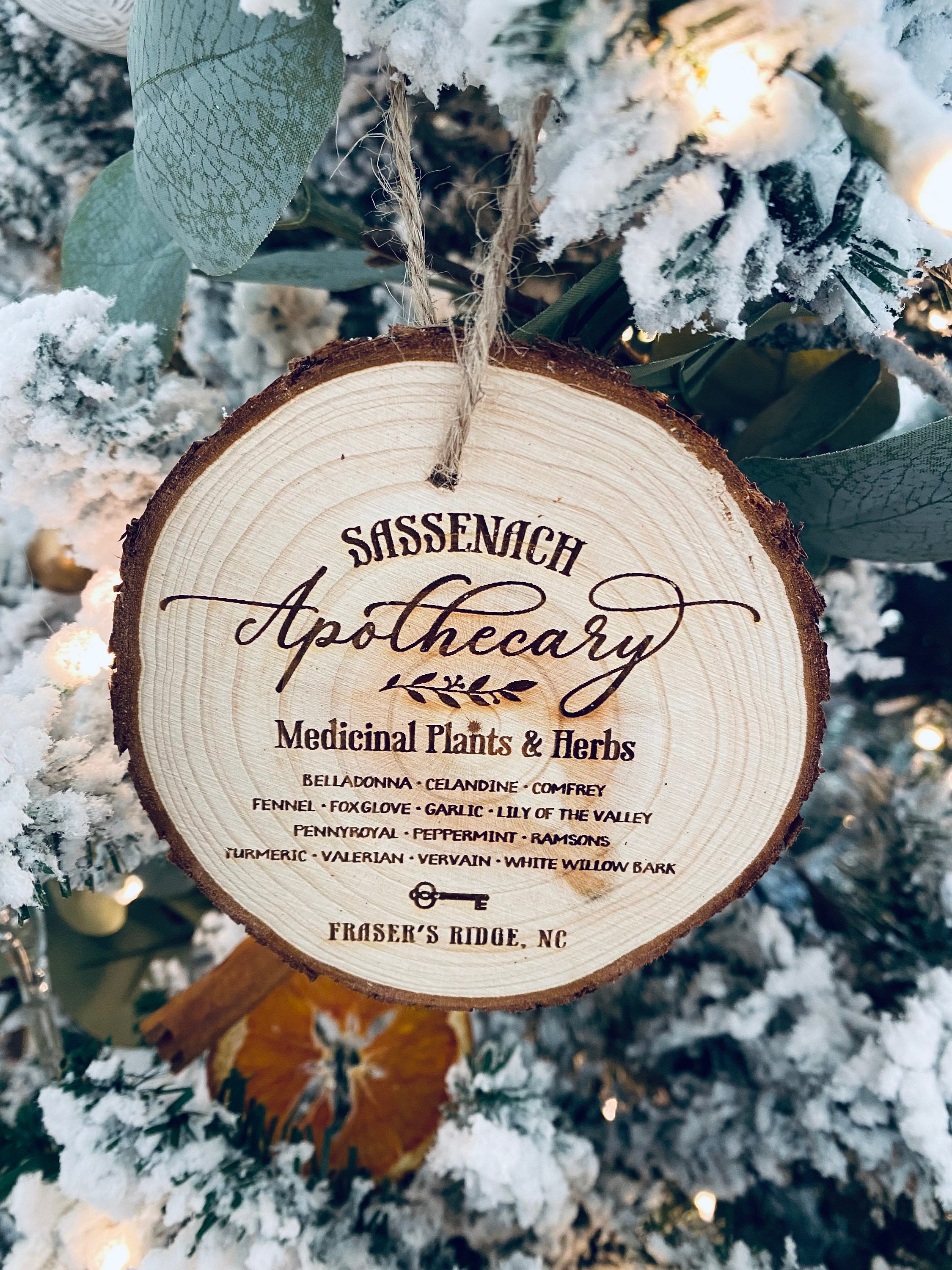 Outlander Inspired Wood Slice Ornament: Rustic Christmas Tree Decor thumbnail 2