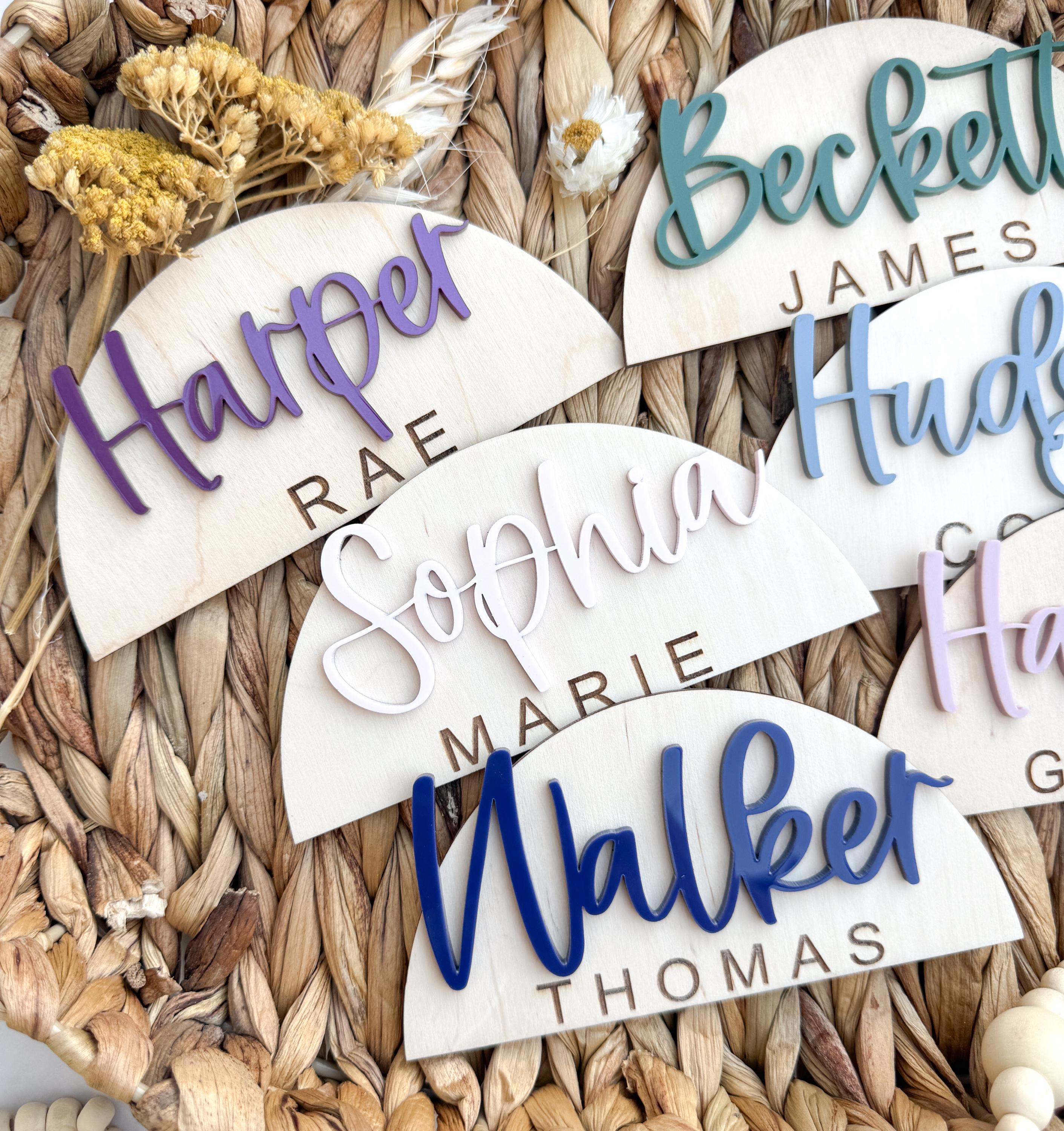 Personalized Wooden Baby Name Sign Arch Nursery Name Plaque Custom Wall Decor thumbnail 6