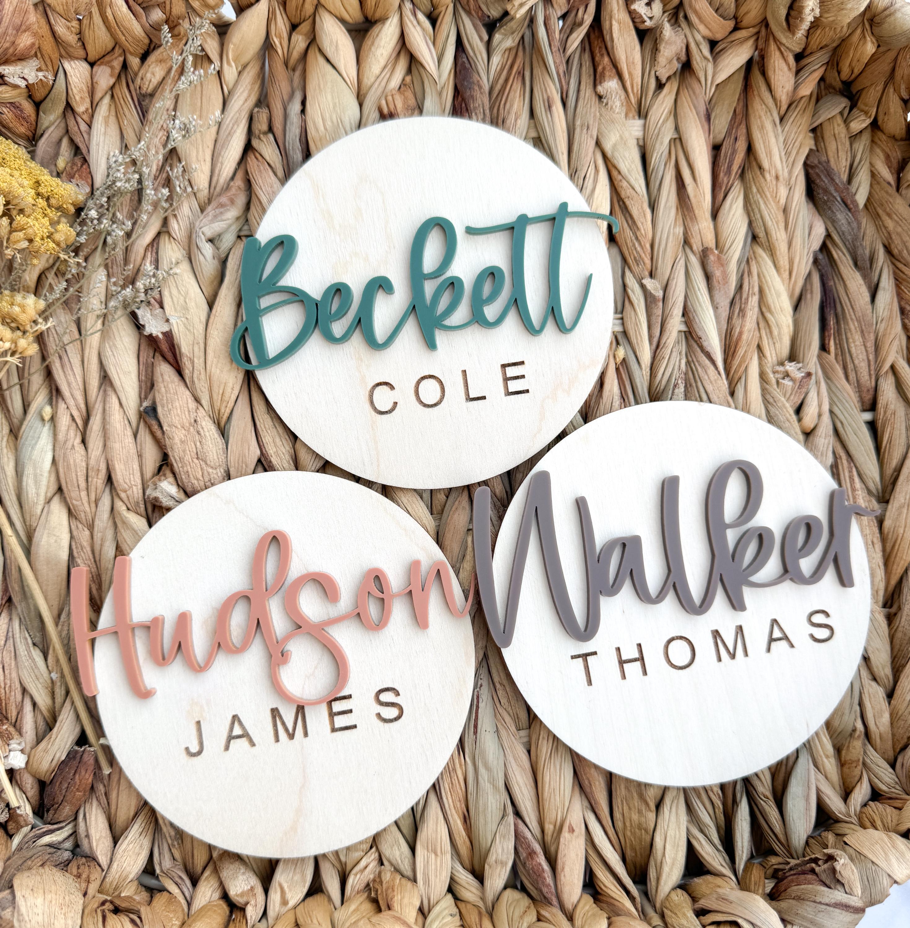Personalized Wooden Baby Name Sign, Layered Acrylic First Name Plaque, Nursery Wall Decor thumbnail 9