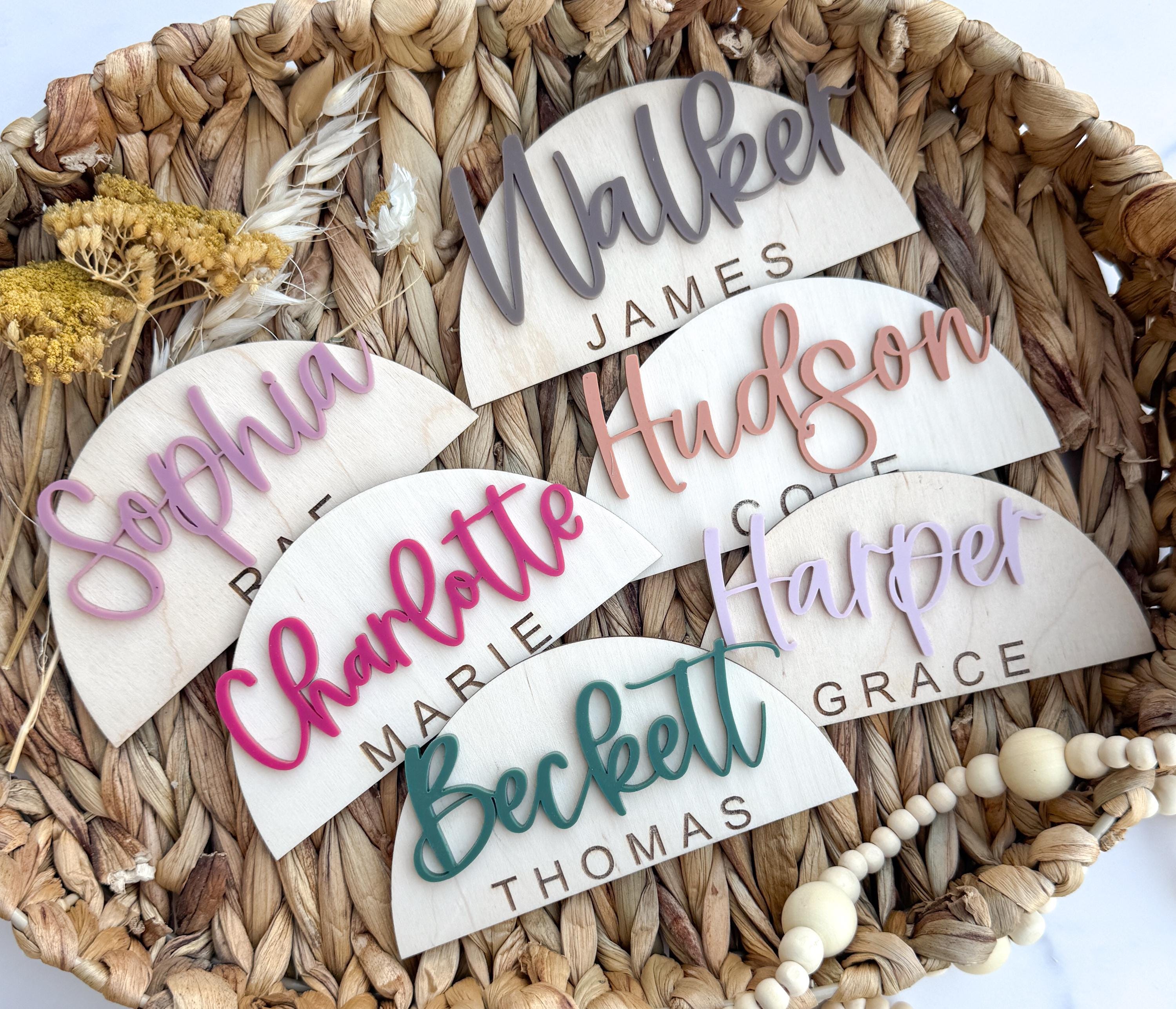 Personalized Wooden Baby Name Sign Arch Nursery Name Plaque Custom Wall Decor
