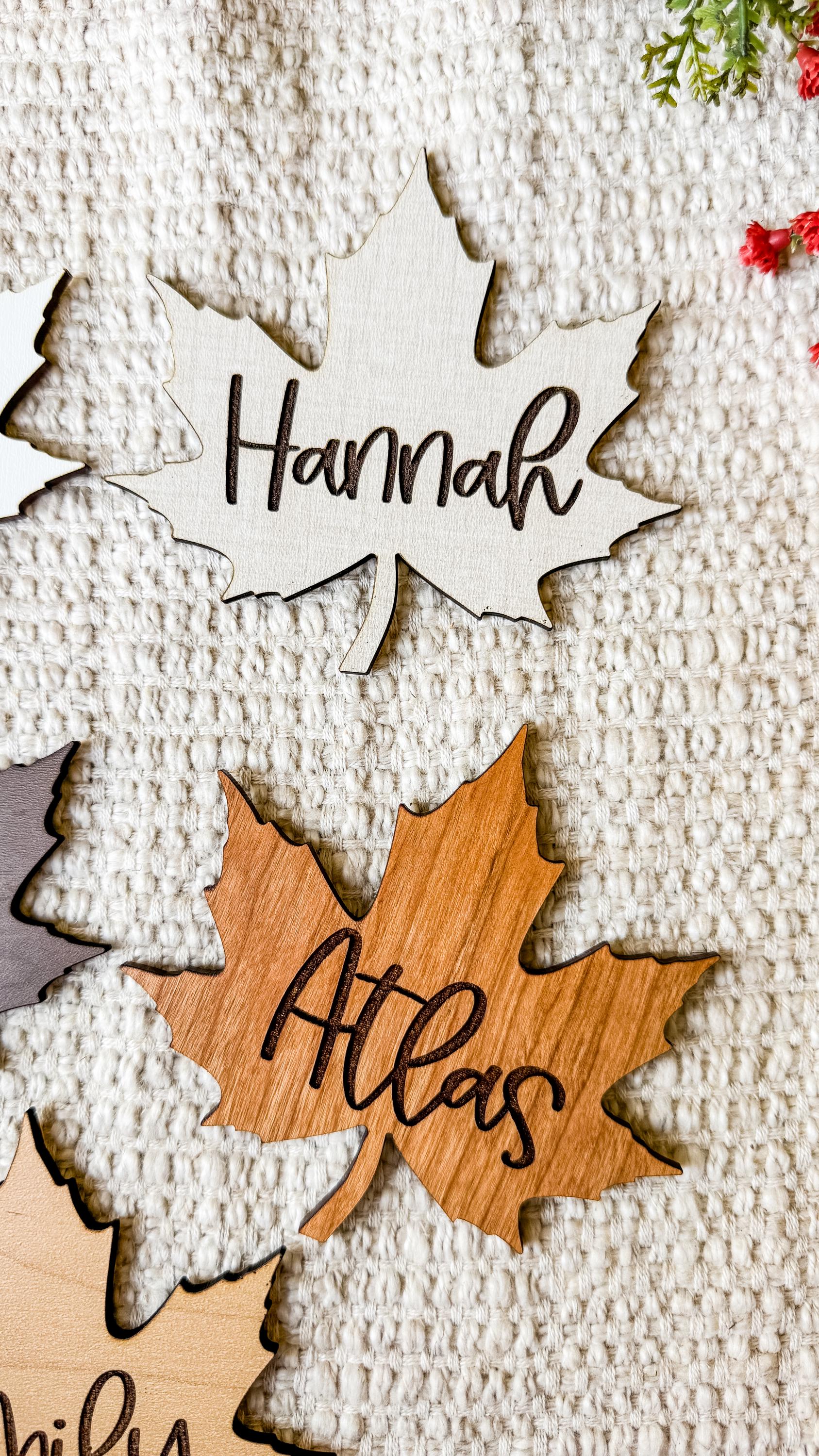 Engraved Maple Leaf Place Card: Fall Thanksgiving Table Decor thumbnail 8