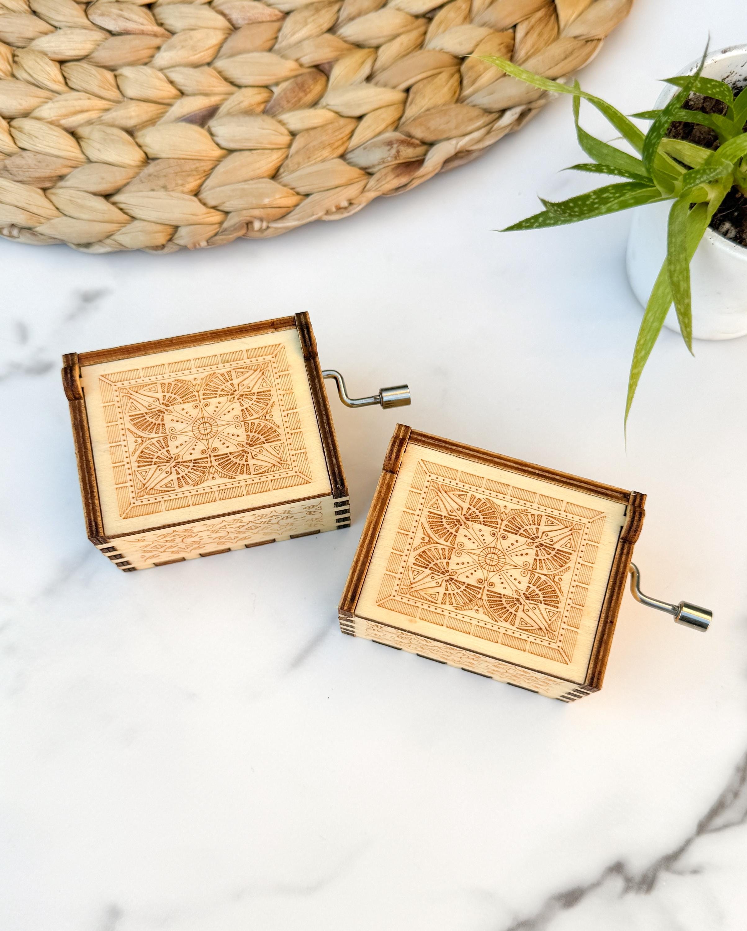 Song of Storms Zelda Engraved Gamer Collectible Gift Mini Wooden Hand Crank Music Box thumbnail 8