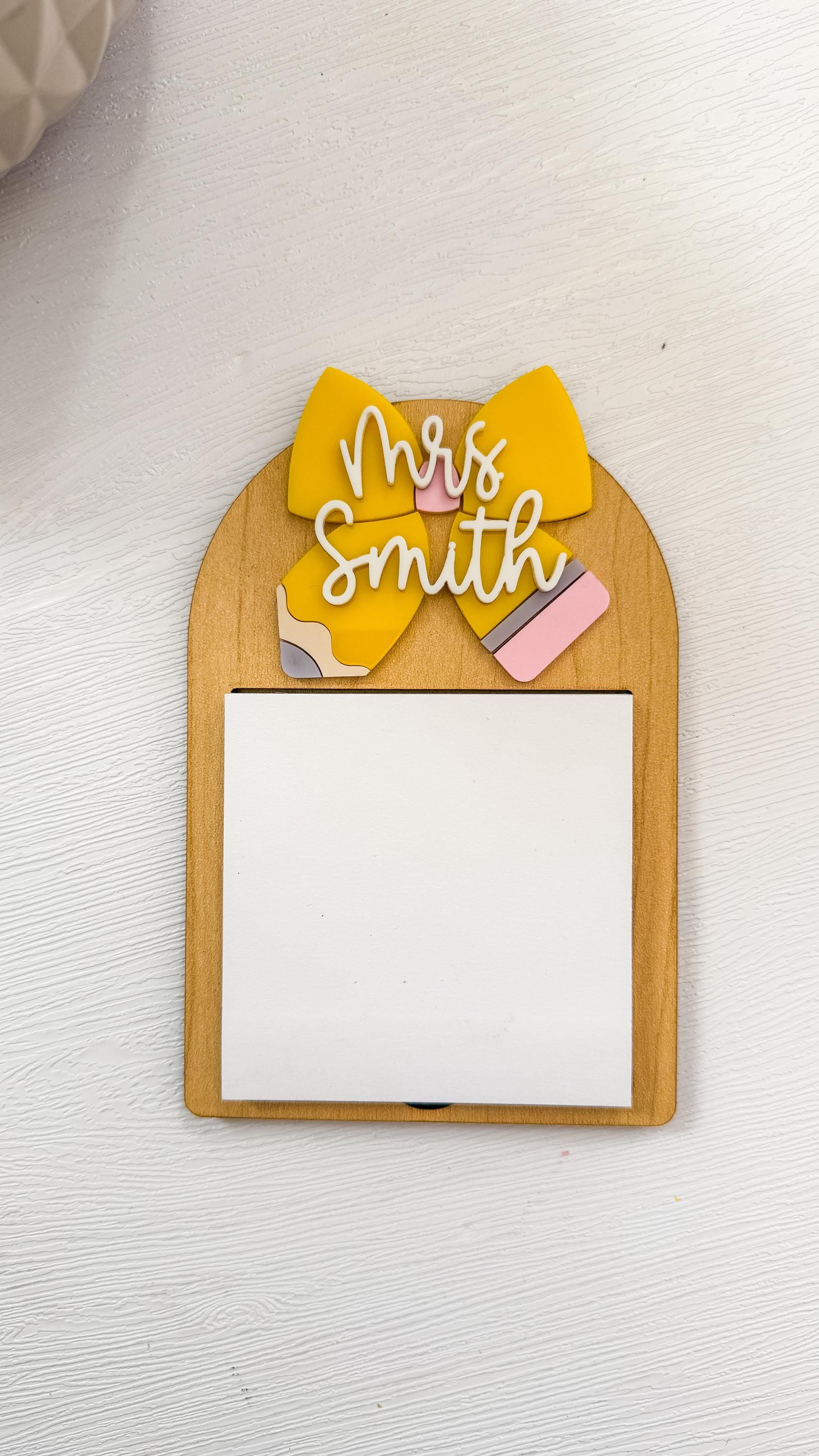 Personalized Teacher Sticky Note Holder: Wooden Desk Accessory thumbnail 3