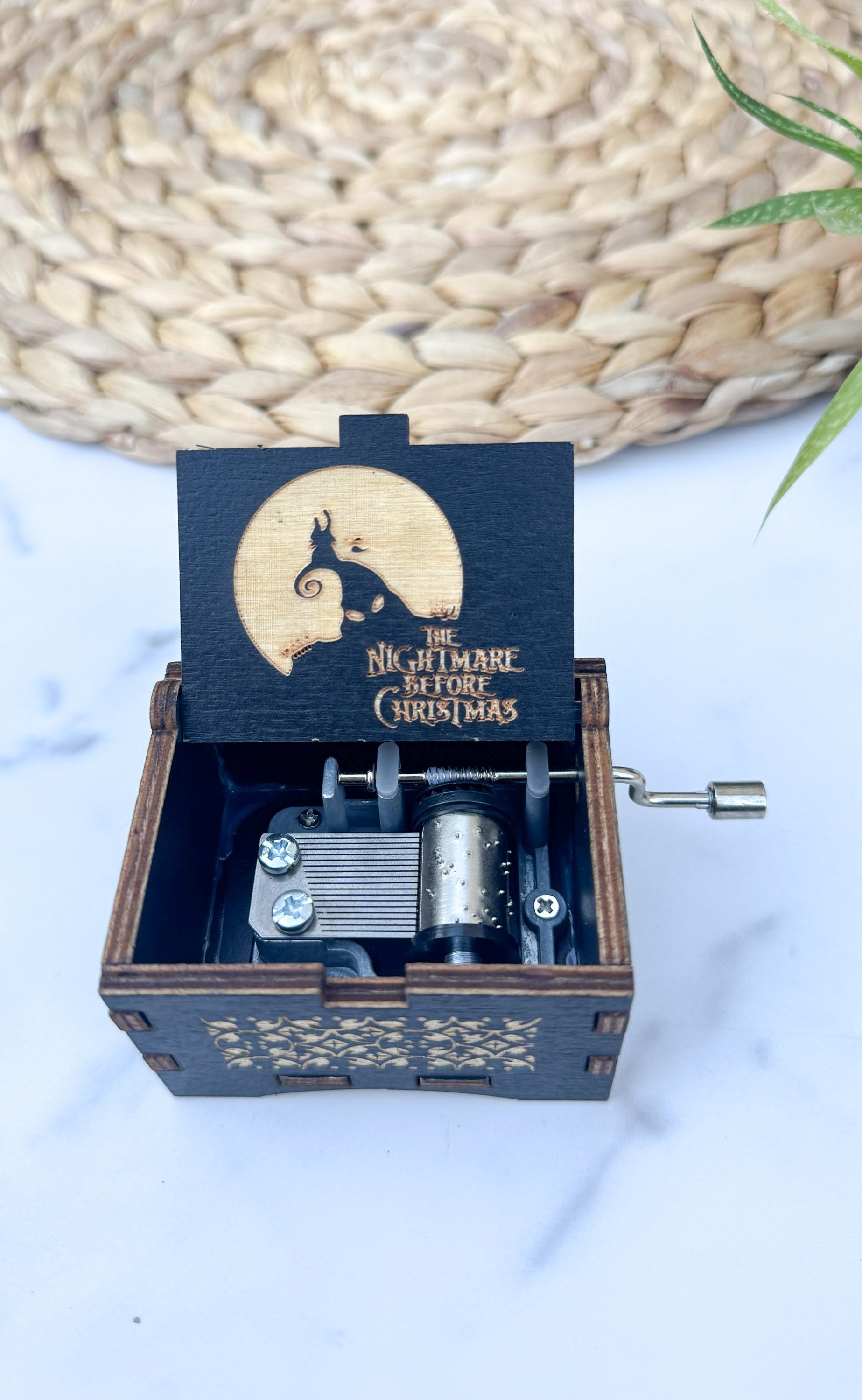 Nightmare Before Christmas Handcrafted Engraved Wooden Music Box thumbnail 2