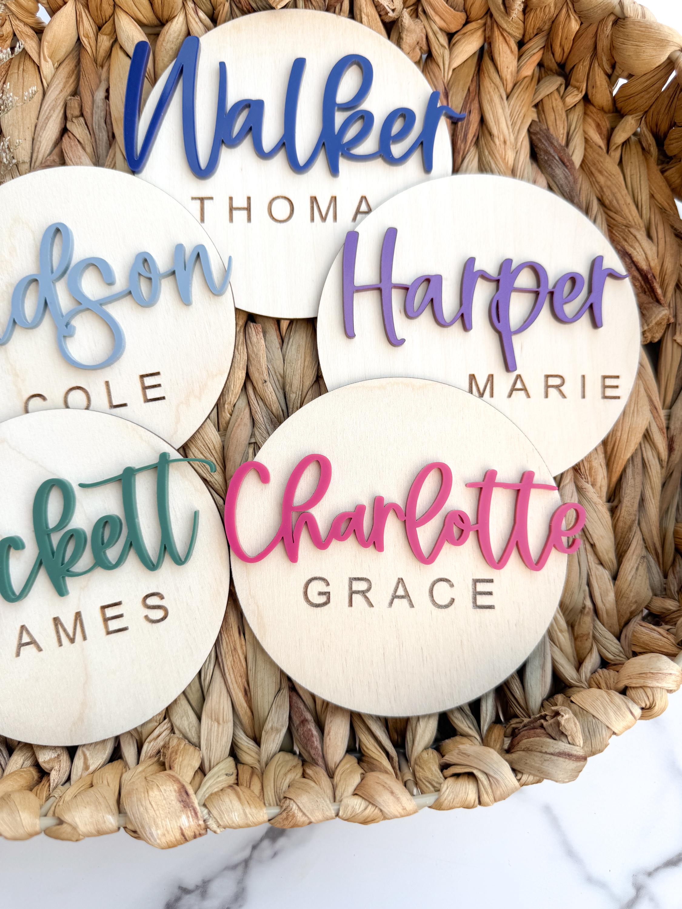 Personalized Wooden Baby Name Sign, Layered Acrylic First Name Plaque, Nursery Wall Decor thumbnail 6