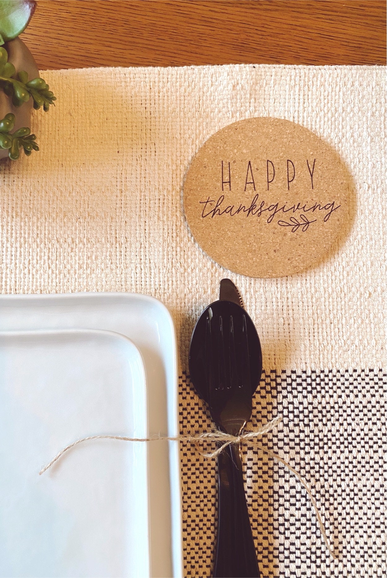 Thanksgiving Cork Coasters: Engraved Fall Table Decor thumbnail 3