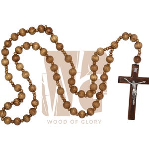 Olive Wood Wall Rosary – Handmade Christian Prayer Beads for Wall or Door Décor