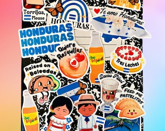 Honduras Themed Decals Waterproof Sticker Pack of 17