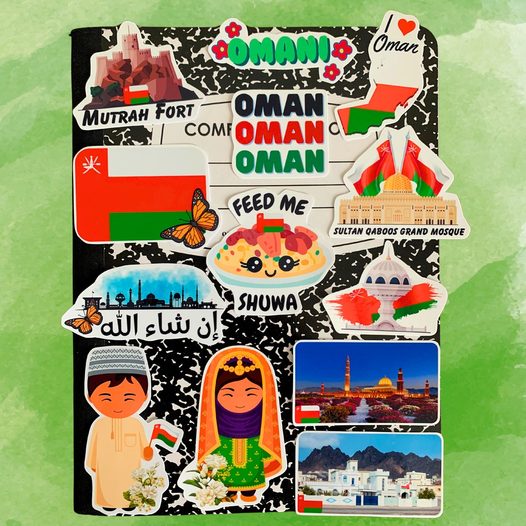 Oman Theme Decals Set of 13 Waterproof Stickers Omani Art Culture