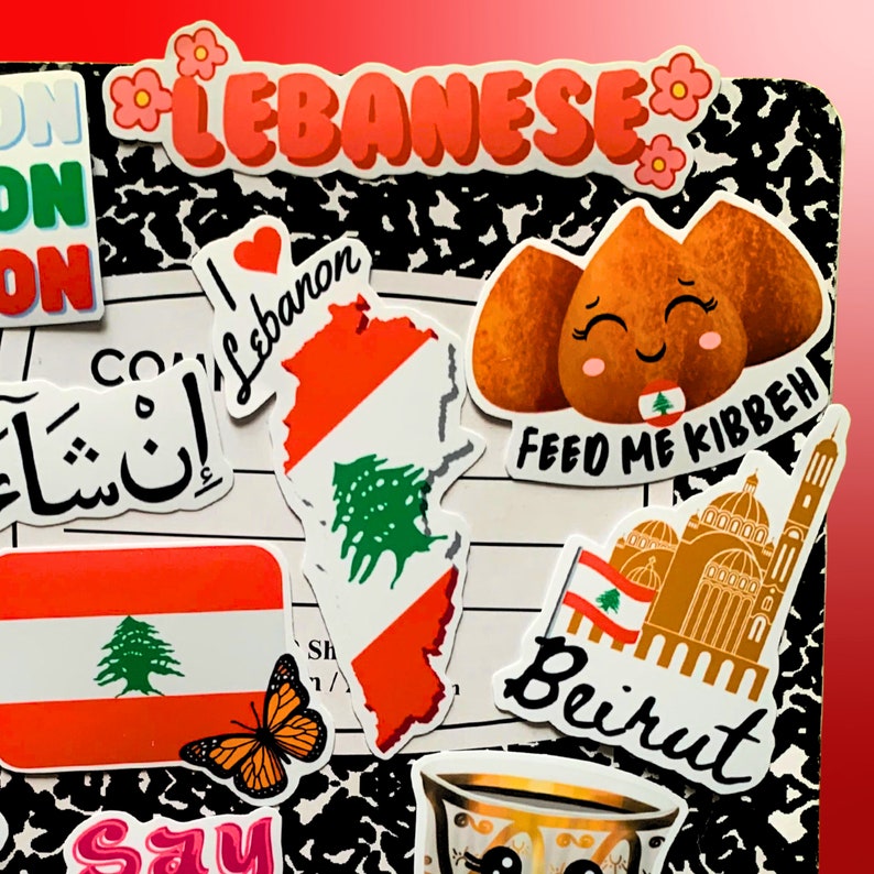 Lebanon Theme Decals Set of 14 Waterproof Stickers Lebanese Culture