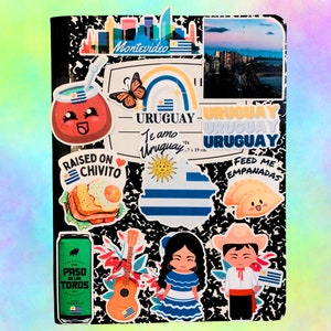 Uruguay Decals - Waterproof Sticker Bundle of 13, Uruguay Culture, Gift Set, Yerba Mate, Montevideo