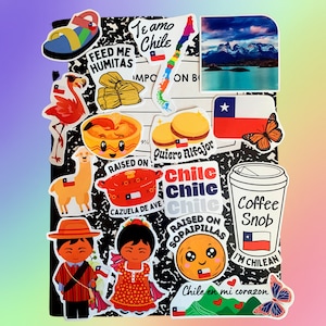 Chile Decals - Waterproof Sticker Pack of 16, Chilean Food, Chilean Stickers, Chilean Decor, Chilean Gift