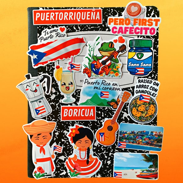 Puerto Rico Decals Set of 15 Waterproof Stickers - Puerto Rican Art, Laptop Decal, San Juan, Arroz con gandules, Puerto Rican Decor Gift