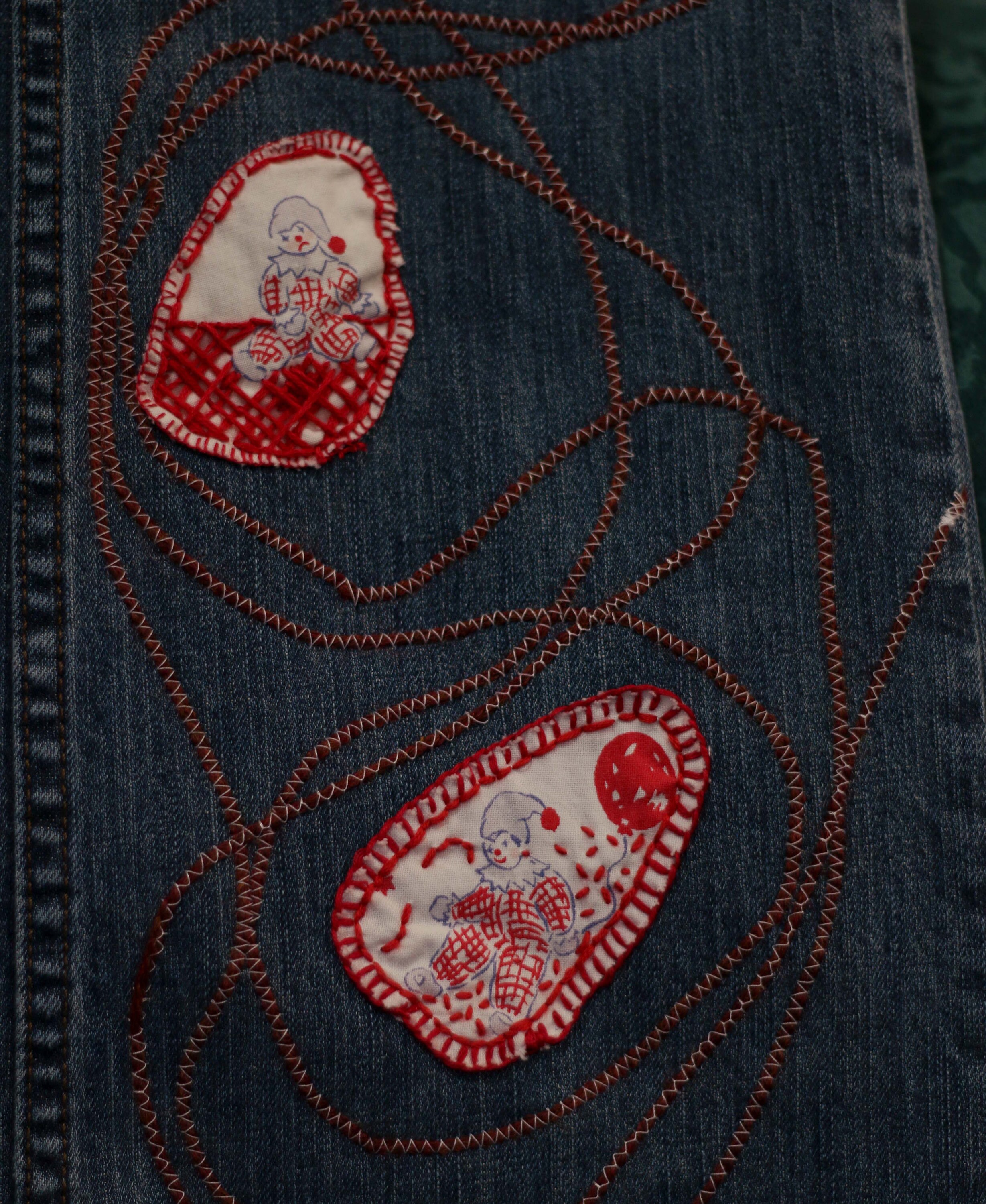 【SATIIIZ】Clown Patch Cotton Wide Work Pants Low Cut Clown-patch Pants - Etsy