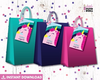 Gracias por hacer mi etiqueta mágica de bolsa de regalo de cumpleaños, DESCARGA INSTANTÁNEA Etiqueta de agradecimiento, etiquetas de unicornio imprimibles, etiquetas de agradecimiento personalizadas