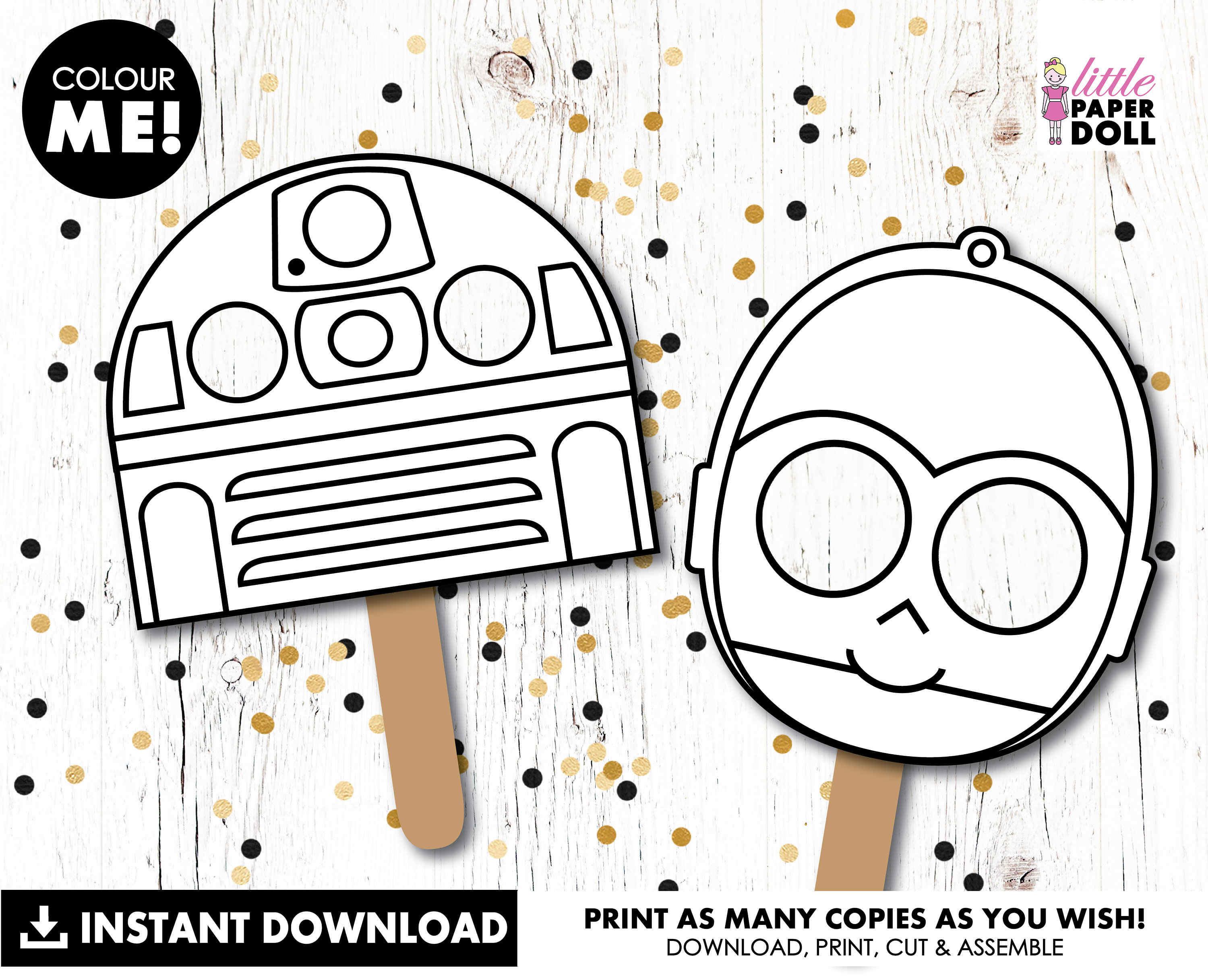 Star Wars INSTANT DOWNLOAD Paper CP3PO and R2D2 Face Masks - Etsy