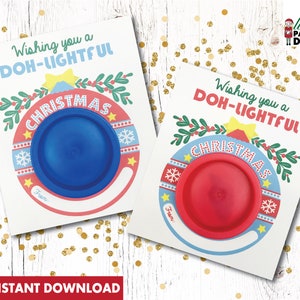 Ik wens u een DOH-LIGHTFUL Kerst! Instant download afdrukbare kerst klaslokaal gunst, spelen doh houder gunst, niet snoep kerstcadeau