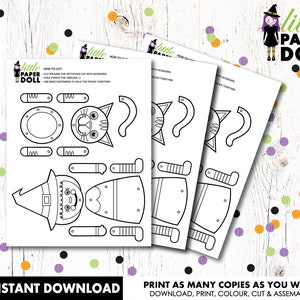 Halloween Paper Dolls INSTANT DOWNLOAD Printable DIY - Etsy