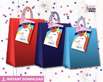 Gracias por hacer mi etiqueta mágica de bolsa de regalo de cumpleaños, DESCARGA INSTANTÁNEA Etiqueta de agradecimiento, etiquetas de unicornio imprimibles, etiquetas de agradecimiento personalizadas