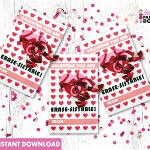 Valentinstag du bist löschbar! SOFORT DOWNLOAD druckbare Valentinstagskarte, Valentinstags radiergummi Gunst, V alentines Spielzeug, Klassenkamerad Gastgeschenk