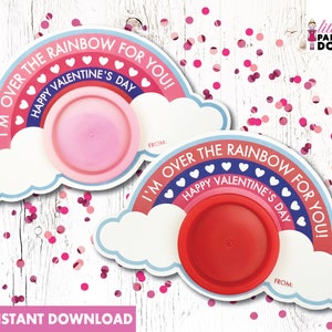 Sono al settimo cielo per te! DOWNLOAD IMMEDIATO Buon San Valentino, bomboniera Play-Doh arcobaleno, bomboniera compagno di classe di San Valentino, bomboniera pasta modellabile