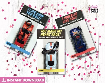 I like how you roll! I wheelie like you! INSTANT DOWNLOAD printable Valentine's Day card, classmate toy car favor, Valentine's Day tag