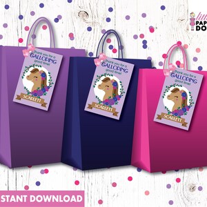 Danke für eine gute Zeit im Galopp, Pferde Geschenkanhänger, INSTANT DOWNLOAD Dankeschön Tags, druckbare pony Tags, personalisierte Dankeschön Tags, Geschenkanhänger