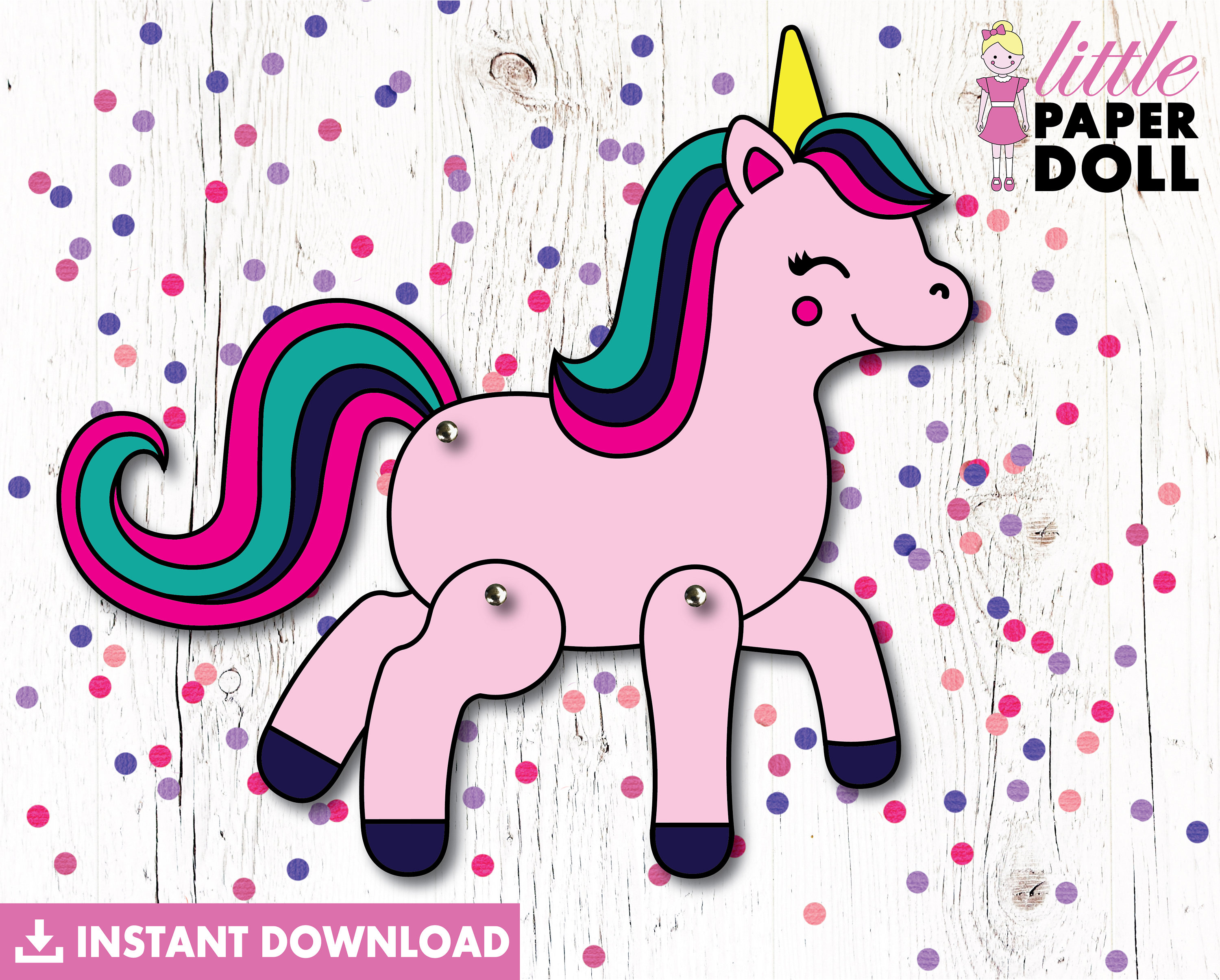 Unicorn Paper Doll INSTANT DOWNLOAD Printable Unicorn Etsy Canada