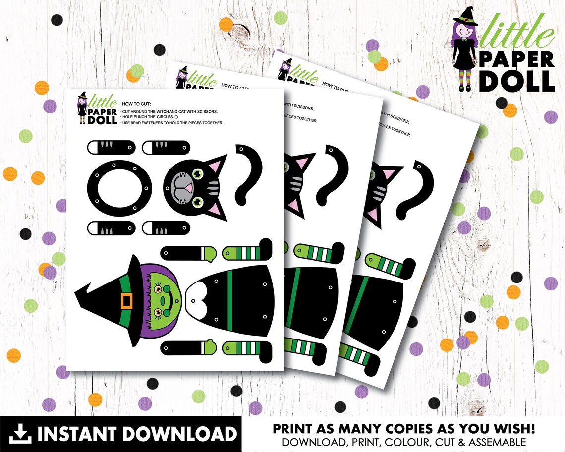 Halloween Paper Dolls INSTANT DOWNLOAD Printable DIY - Etsy