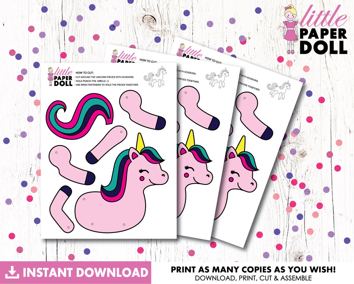Unicorn Paper Doll INSTANT DOWNLOAD Printable Unicorn Etsy Canada