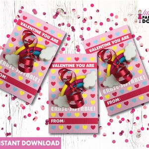 Valentine, você é fácil de apagar! DOWNLOAD INSTANTÂNEO para impressão de cartão de Dia dos Namorados, lembrança de feriado, lembrança de borracha, coração, lembrança de colega de classe