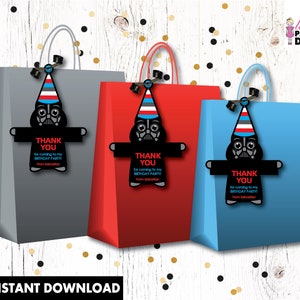 Thank You for coming to my Birthday Party! INSTANT DOWNLOAD Darth Vader Birthday Thank You gift tags, personalized Birthday loot bag tags