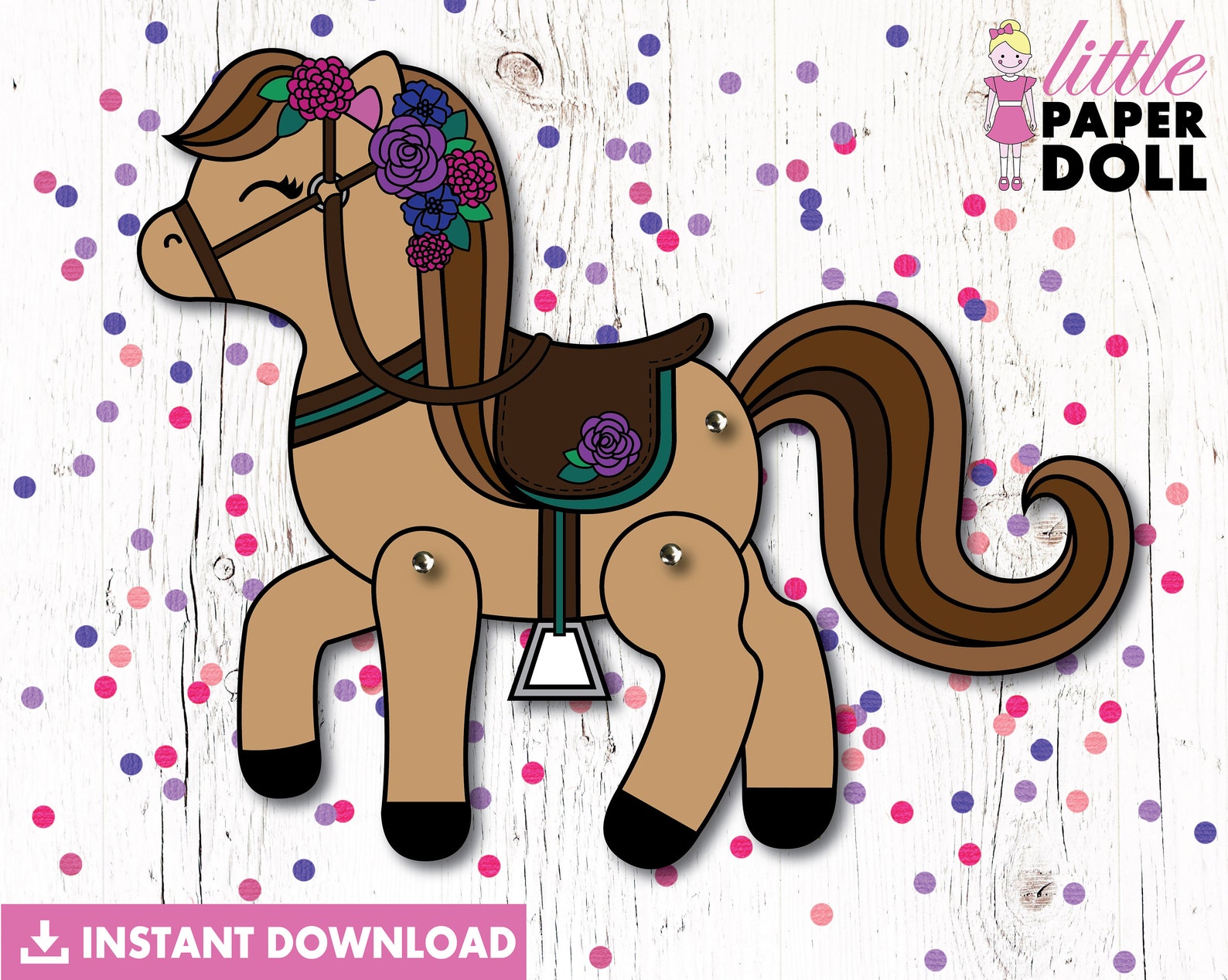 Horse Paper Doll INSTANT DOWNLOAD Printable Horse Coloring Etsy Canada