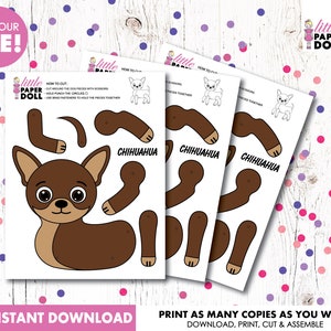 Dog Paper Doll INSTANT DOWNLOAD, Printable Puppy Dog Coloring Page, Dog ...