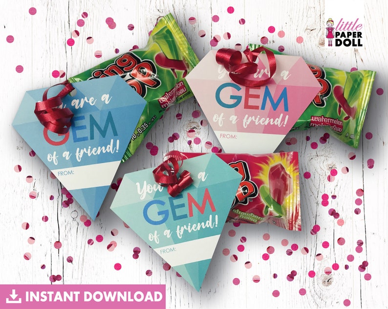You Are a GEM of a Friend INSTANT DOWNLOAD Printable Valentines Day