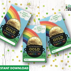 You're the pot of gold at the end of the rainbow, St. Patrick's instant download printable tag, chocolate coin favor, rainbow, pot of gold