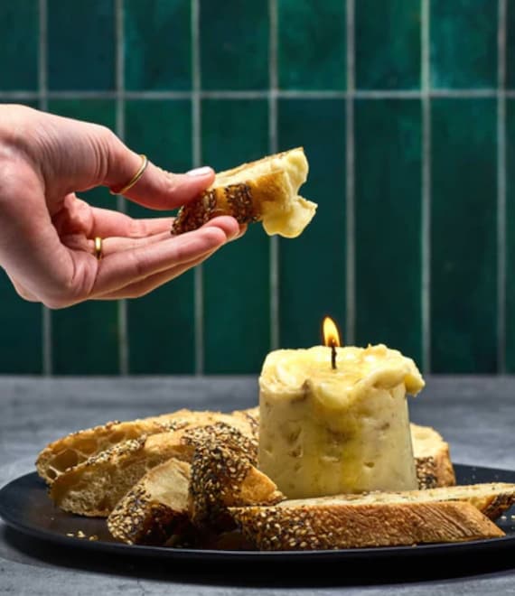 Butter candle, made with actual butter that was molded into a candle
