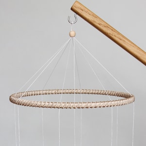 Percha circular para móvil - Aros redondos de madera para móvil de cuna - Base para móvil de guardería DIY - Anillo para marco de móvil de bebé con cuerdas y agujeros