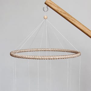 Circle mobile hanger - Wooden round hoops for baby crib mobile - DIY mobile nursery base - Baby mobile frame ring with strings and holes