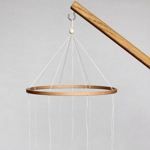 Gancio per mobile circolare - Cerchi rotondi in legno per mobile da culla - Telaio per mobile per neonati con corde e fori - Base fai da te per mobile da cameretta