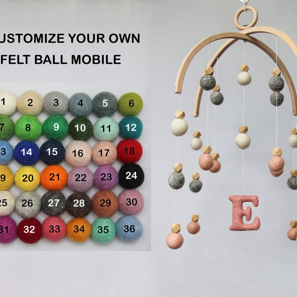 Customize your own felt ball mobile - Baby mobile Felt Ball - Pom Pom Mobile - Gender Neutral Baby Mobile - Mobile nursery - Nursery mobile