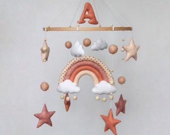 Baby mobile with rainbow and stars - Mobile baby neutral - Nursery mobile for girl or boy - Crib mobile personalized - Hanging mobile