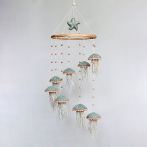 Baby mobile with jellyfish - Mobile baby ocean - Nursery mobile neutral - Crib mobile sea - Hanging mobile nautical - Cot mobile nursery