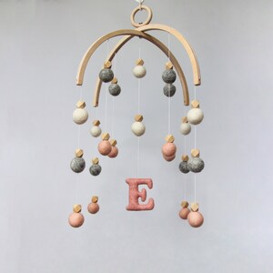 Baby mobile felt balls - Pom Pom mobile baby - Nursery mobile neutral - Neutral mobile nursery - Crib mobile for girl - Hanging mobile pink