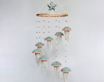 Baby mobile with jellyfish - Mobile baby ocean - Nursery mobile neutral - Crib mobile sea - Hanging mobile nautical - Cot mobile nursery