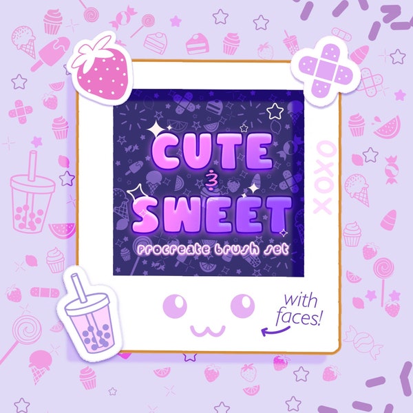 Cute and Sweet Procreate Brush Stamp Set | Kawaii Brushset | Candy and Treats Brush | Sparkle Procreate Brushes | KidCore BandAid Brush