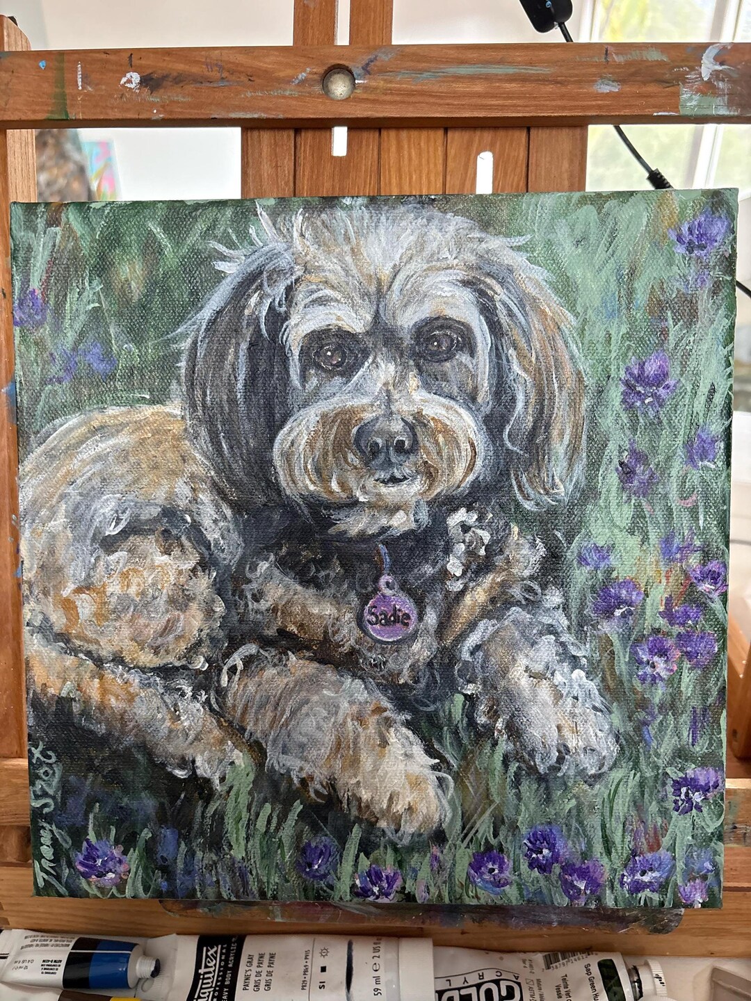 Sadie - Custom Dog Acrylic Painting | Dog Painting From Photo | Custom ...